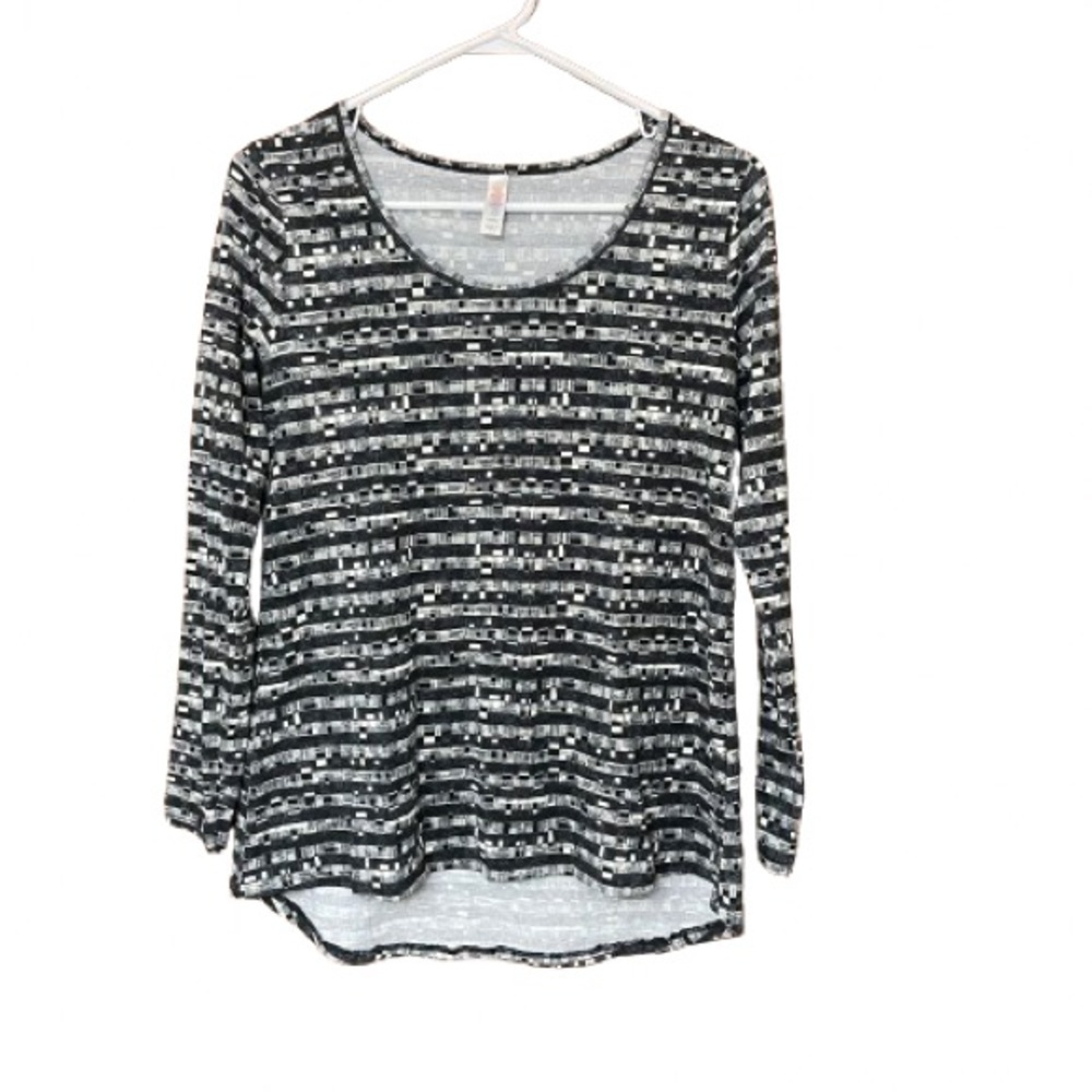 LuLaRoe Lynnae Long Sleeve Black and Cream Shirt Size Small